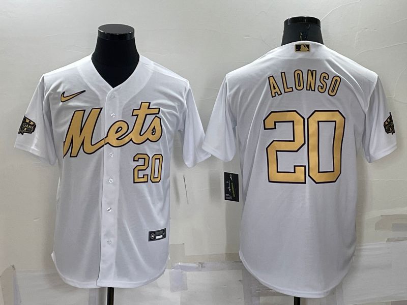 Men New York Mets 20 Alonso White 2022 All Star Nike MLB Jerseys